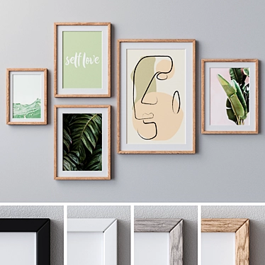 Versatile Frame Set: White, Black, Gray, Beige Wood 3D model image 1 