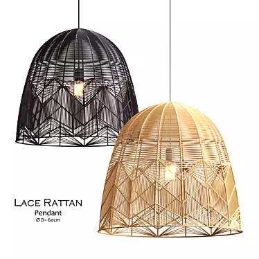 Elegant Lace Rattan Pendant 3D model image 1 