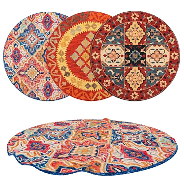 6-Piece Round Rug Set: Versatile and Detailed 3D model image 1 