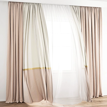 Elegant Wind Blowing Curtain 3D model image 1 