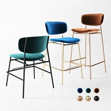 Title: Retro-inspired Calligaris Fifties Stool 3D model image 1 