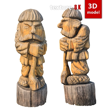 350 Wooden Man Figure - Detailed & Textured 3D Model 3D model image 1 