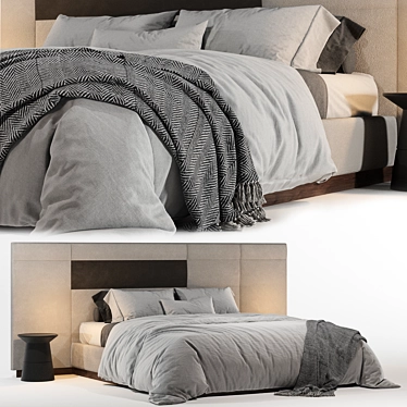 Quadrant Bed: Sleek and Stylish with Side Panels 3D model image 1 