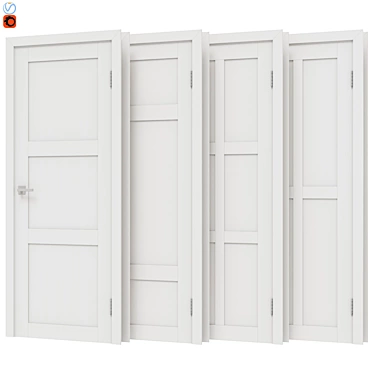 Elegant Door Set - 4-Piece 3D model image 1 