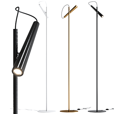 Sleek Black Magneto Floor Lamp 3D model image 1 