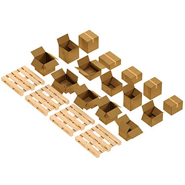 Cardboard Boxes Set, Low Poly 3D model image 1 