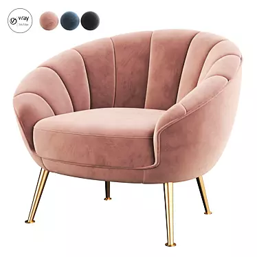 Blush Velvet Primrose Accent Armchair 3D model image 1 