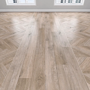 Oak Parquet Flooring: Herringbone, Linear, Chevron 3D model image 1 