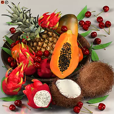 Tropical Fruit Cocktail Print 3D model image 1 