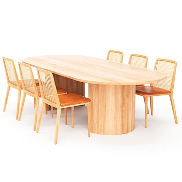 Tetra Oval Dining Set 3D model image 1 