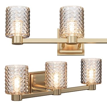 Elegant Gold Glass 3-Light Bath Fixture 3D model image 1 