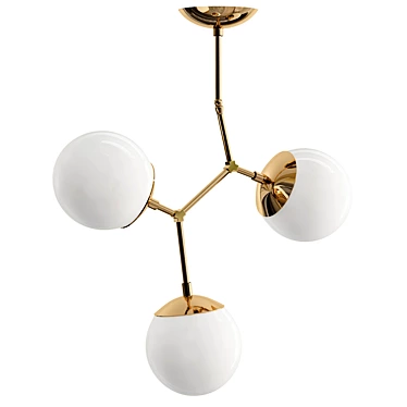 Brass White Globe Chandelier 3D model image 1 