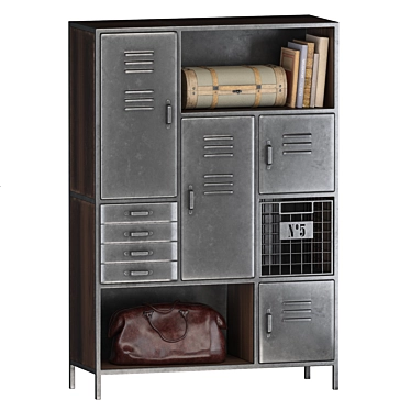 Mango Wood Metal Storage Cabinet 3D model image 1 