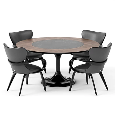 Sleek Apriori S Chair & Oval Table Set 3D model image 1 