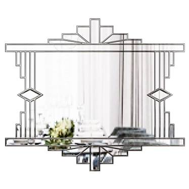 Elegant Silver Trim Mirror: Mia Original Art Deco Over Mantle 3D model image 1 