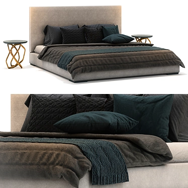 Modern Bed with Vray Render 3D model image 1 
