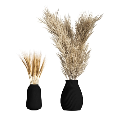 Elegant Dried Wheat & Pampas Set 3D model image 1 