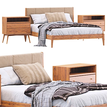 Modern Wood Bed by West Elm 3D model image 1 