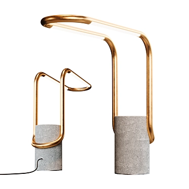 Sleek Brass LED Task Lamp 3D model image 1 