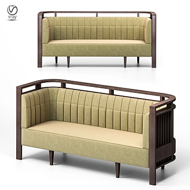 Modern Wood and Fabric Sofa 3D model image 1 