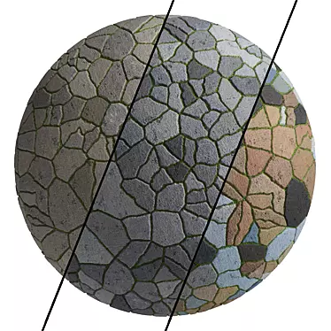 3-Color PBR Stone Wall Materials 3D model image 1 