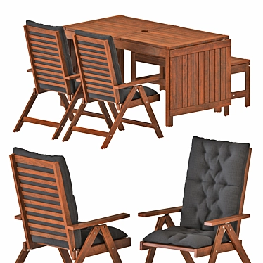 Title: Modern Outdoor Table & Chairs Set 3D model image 1 