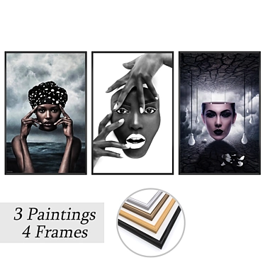 Elegant Frame Set with Wall Art 3D model image 1 