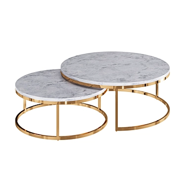 Gleaming Gold Coffee Table Set 3D model image 1 