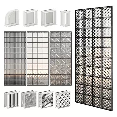 Elegant Glass Block Wall 3D model image 1 