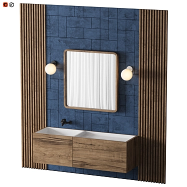 Modern Blue Bathroom Set 3D model image 1 