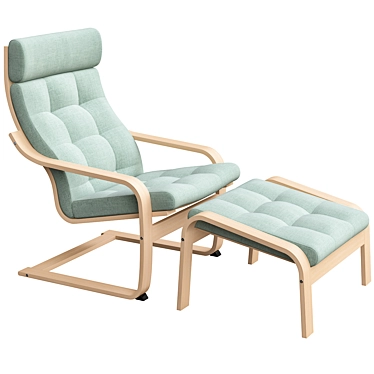 Elegant Poäng Set: Birch Veneer & Gunnared Light Green 3D model image 1 