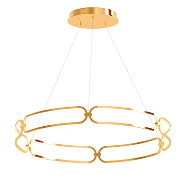 Sleek LED Wagon Wheel Chandelier 3D model image 1 