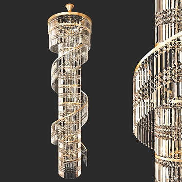 Luxury Crystal Chandelier: Elegant Villa Hall Lighting 3D model image 1 
