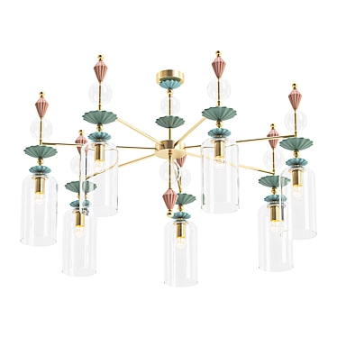 Iridescent Glass Candy Chandelier 3D model image 1 