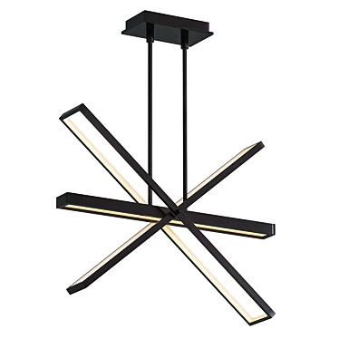 Sleek LED Linear Chandelier 3D model image 1 