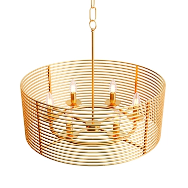 Elegant Gold Metal Pendant Light 3D model image 1 