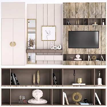 Modern TV Wall Set - Cabinet Furniture 3D model image 1 