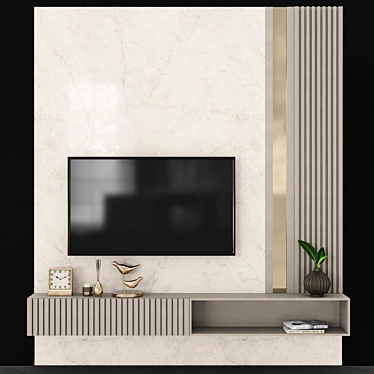 Modern TV Wall with 55" Screen 3D model image 1 