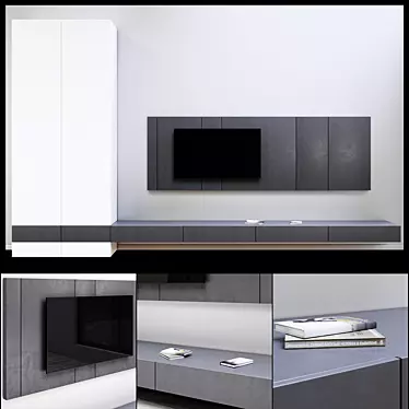 Sleek TV Wall Unit 3D model image 1 