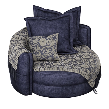 Luxury Velvet Swivel Chair 3D model image 1 