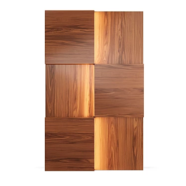 Luxury Walnut Wood 3D Wall Panels with Built-in Lighting - Store 54 3D model image 1 