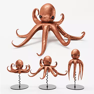 Copper Squid Art Decor 3D model image 1 