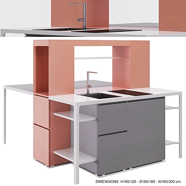 Isola Snack: Stylish Mini-Kitchen 3D model image 1 