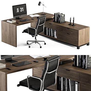 Sleek L-Type Manager Desk 3D model image 1 