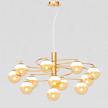 Elegant Freya Pendant Lamp with Amber Glass Shade 3D model image 1 