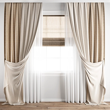 Polygonal Curtain Model: 3ds Max & Obj 3D model image 1 