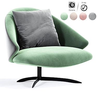 Stylish Arm Upholstered Accent Chair 3D model image 1 