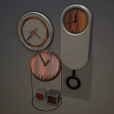 5-Piece Concrete Clock Set 3D model image 1 