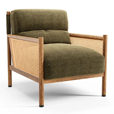 Parisian-inspired Channing Lounge Chair: Chic Comfort in Olive 3D model image 1 