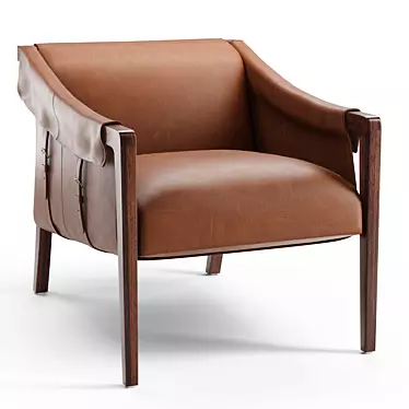 Sleek Taupe Leather Chair 3D model image 1 